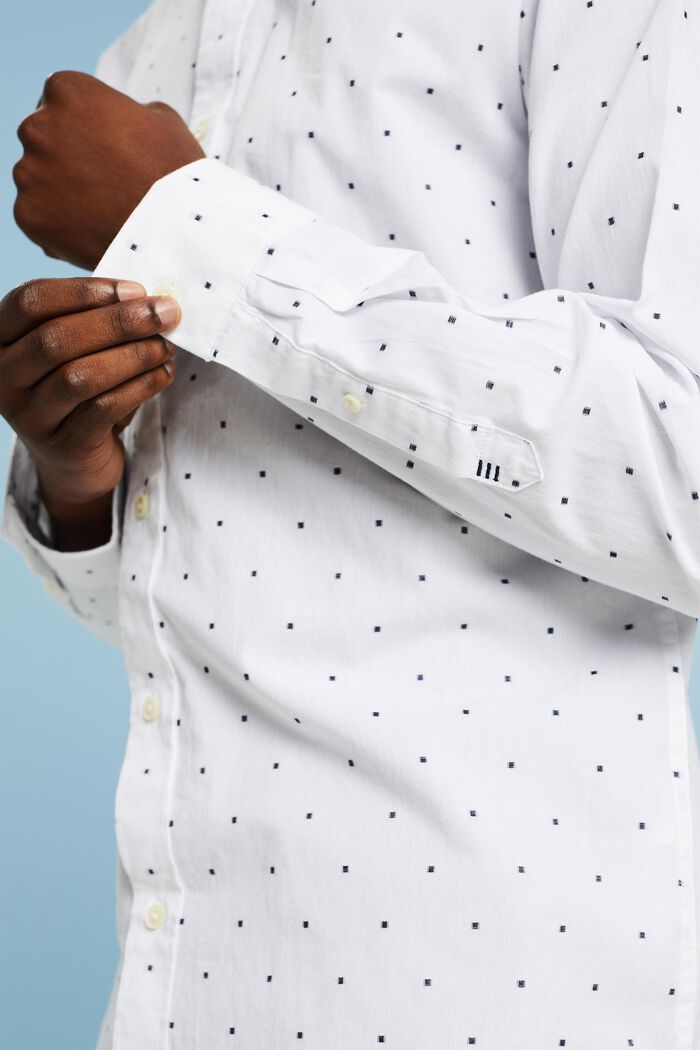 Embroidered Cotton Slim Fit Shirt, WHITE, detail image number 3