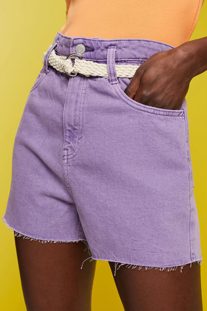 Cut-off denim shorts, PURPLE, detail image number 2