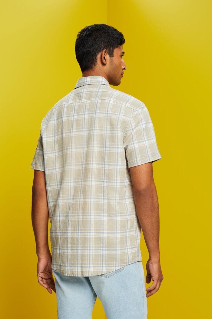 Checked short-sleeve shirt, LIGHT GREEN, detail image number 3