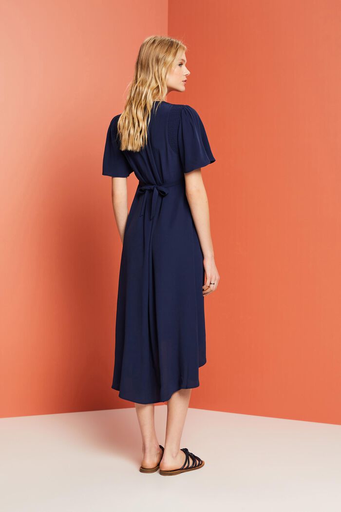 Midi dress with a fixed tie belt, NAVY, detail image number 3