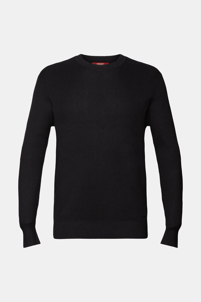 Structured Knit Crewneck Sweater, BLACK, detail image number 5