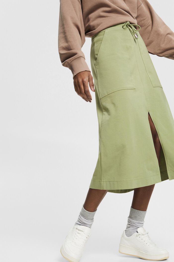 Jersey skirt with a drawstring pattern, LIGHT KHAKI, detail image number 2