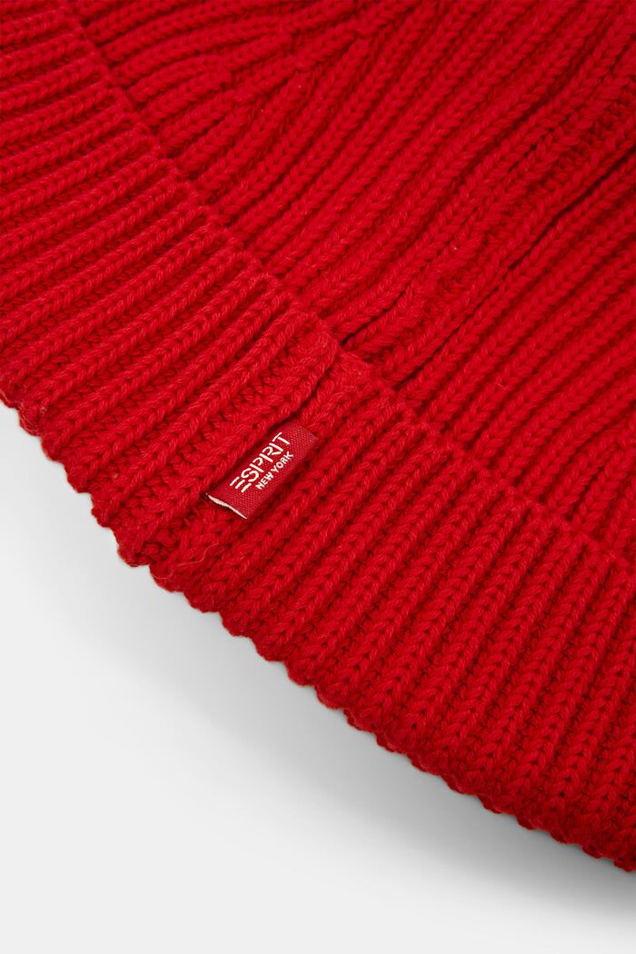 Rib-knit beanie, 100% cotton, RED, detail image number 1