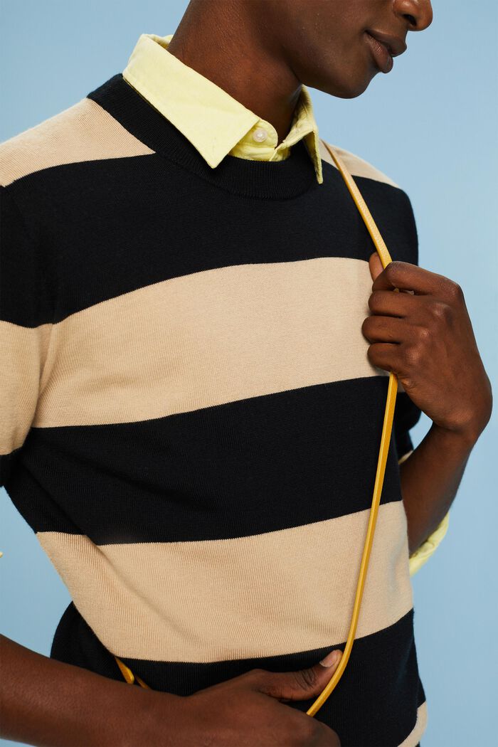 Wool Seamless Striped Pullover, BEIGE, detail image number 3