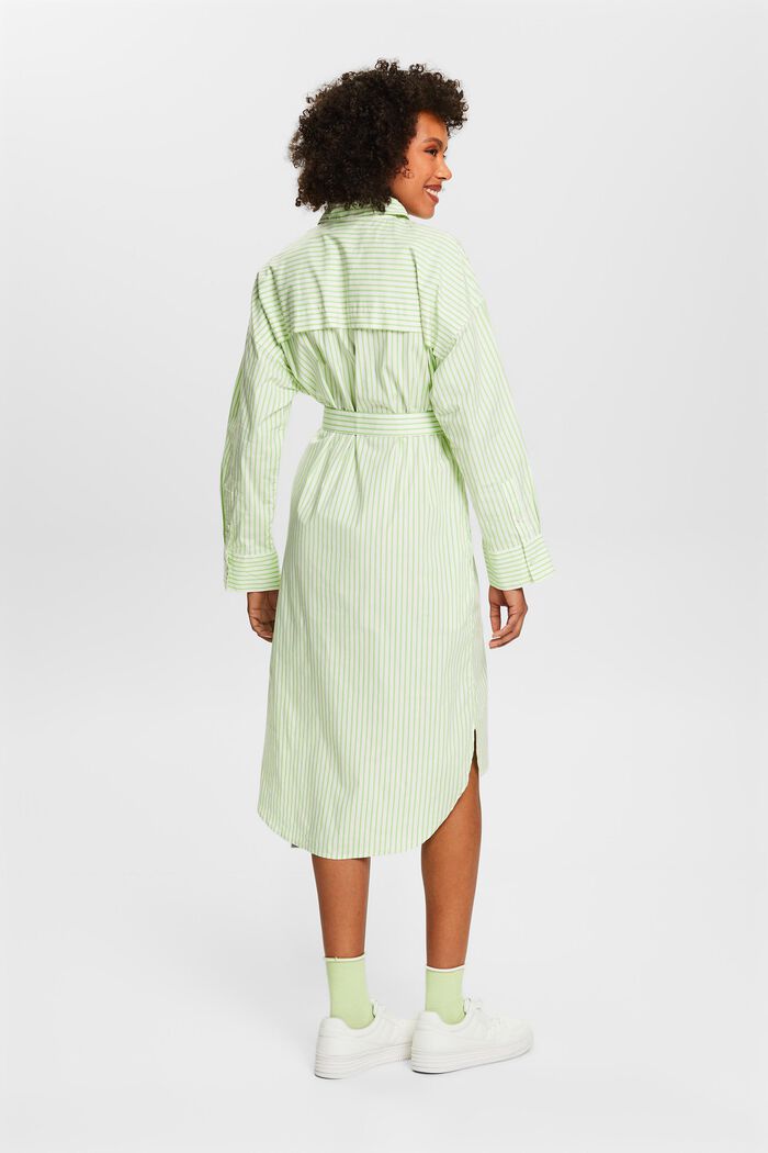 Striped Poplin Shirt Dress, GREEN, detail image number 3