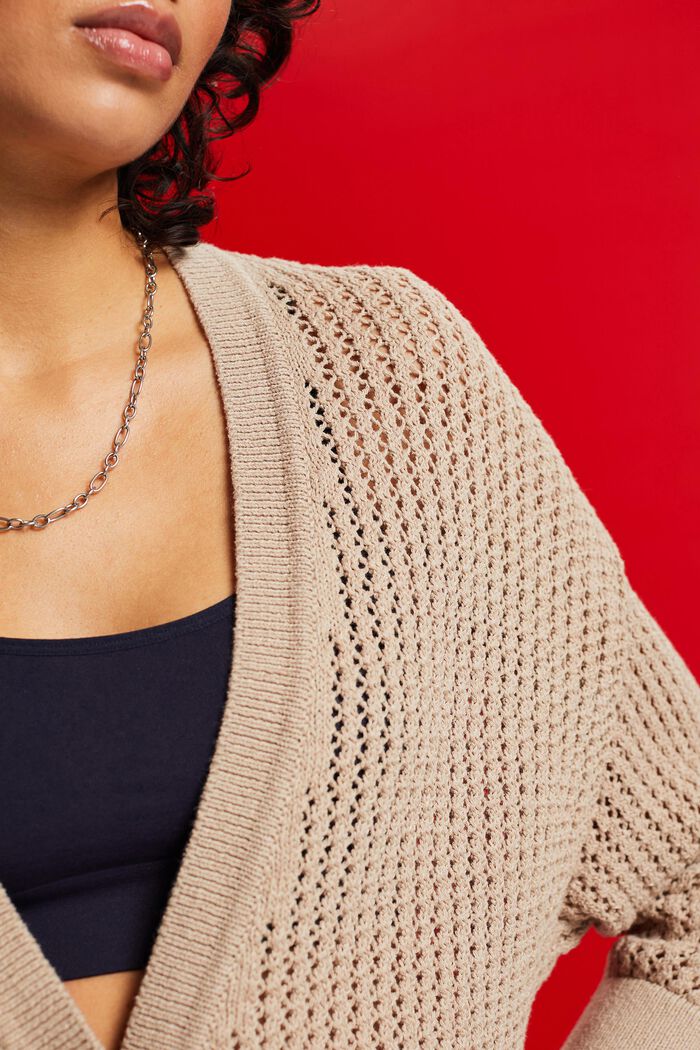 Open-Knit Cardigan, LIGHT TAUPE, detail image number 2