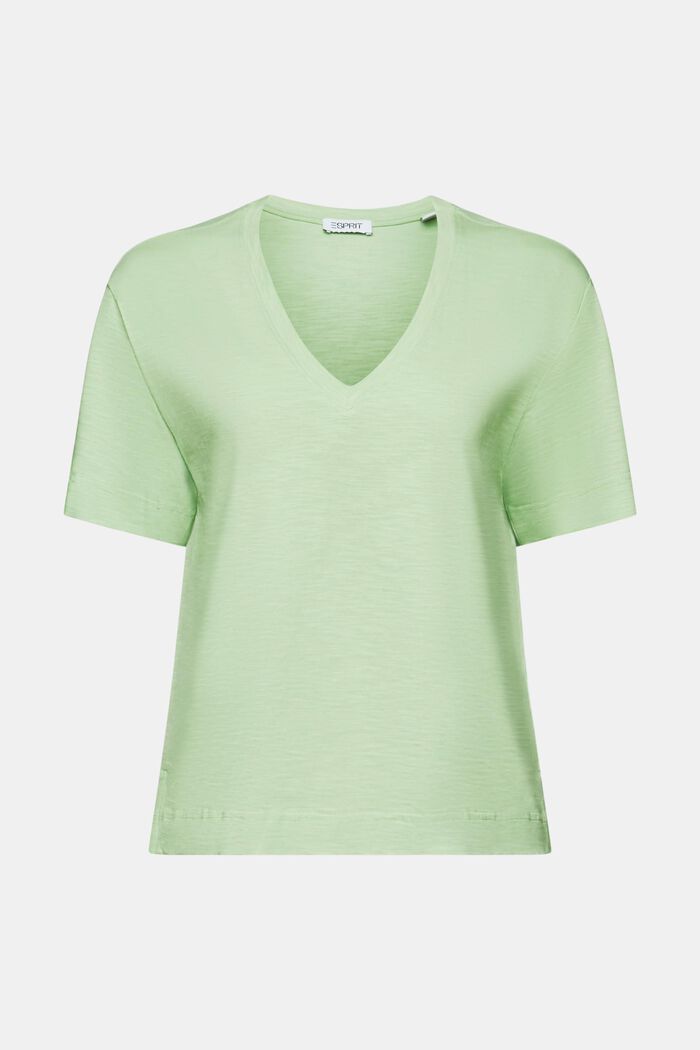 V-Neck Slub T-Shirt, LIGHT GREEN, detail image number 6