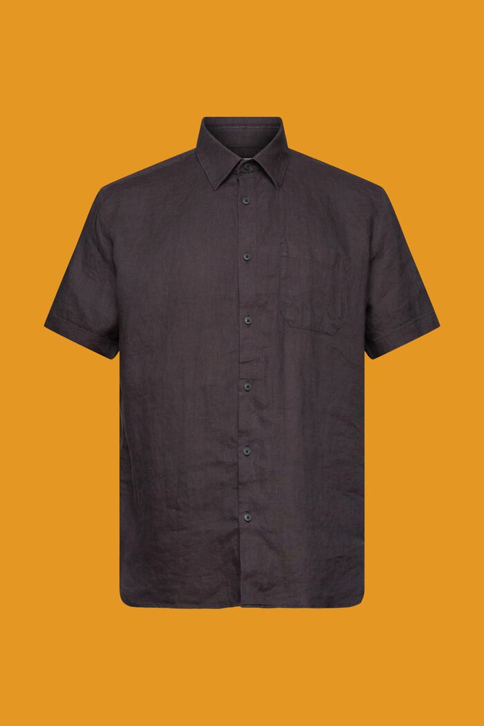 Linen short-sleeved shirt, ANTHRACITE, detail image number 6