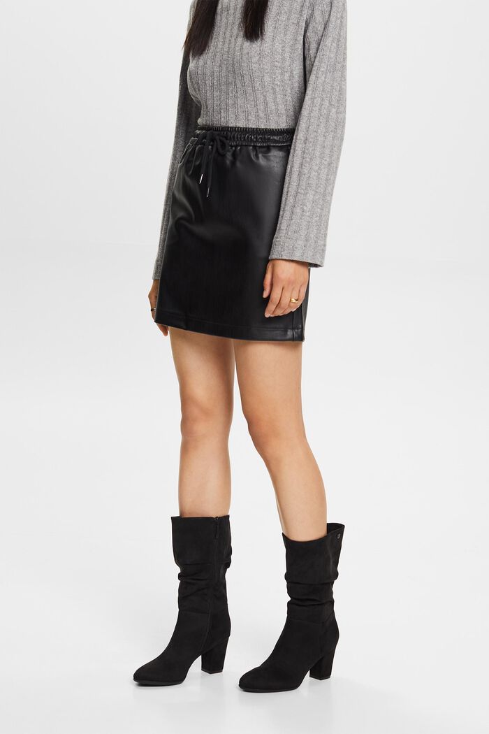 Faux leather mini skirt, BLACK, detail image number 0