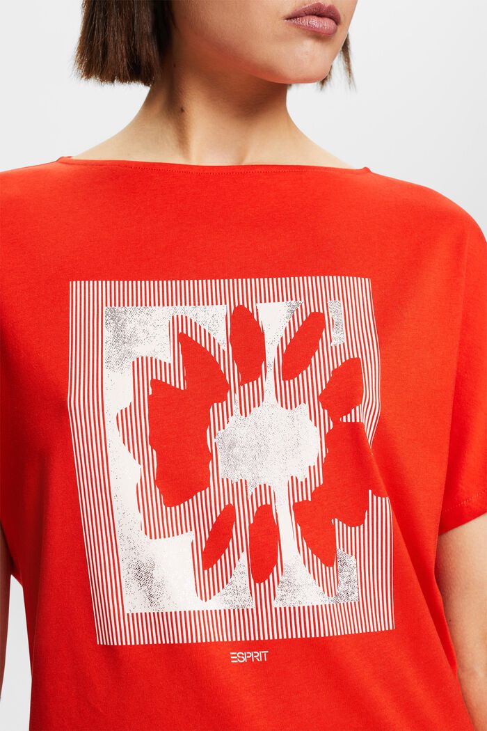 Front Print Jersey T-Shirt, RED, detail image number 3