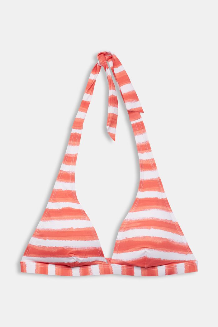 Padded bikini top with a striped pattern, CORAL, detail image number 4