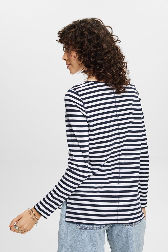 Striped Long Sleeve Top, NAVY, detail image number 3