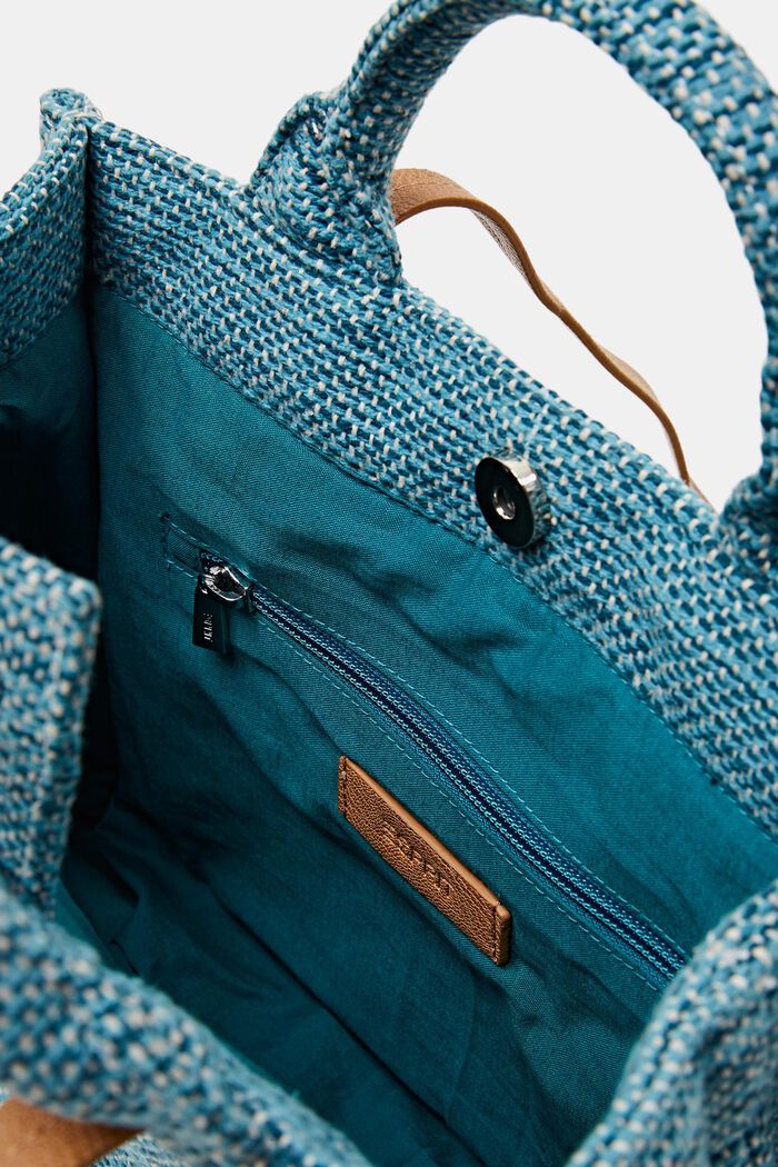Small shopper bag in multi-coloured design, TEAL GREEN, detail image number 3