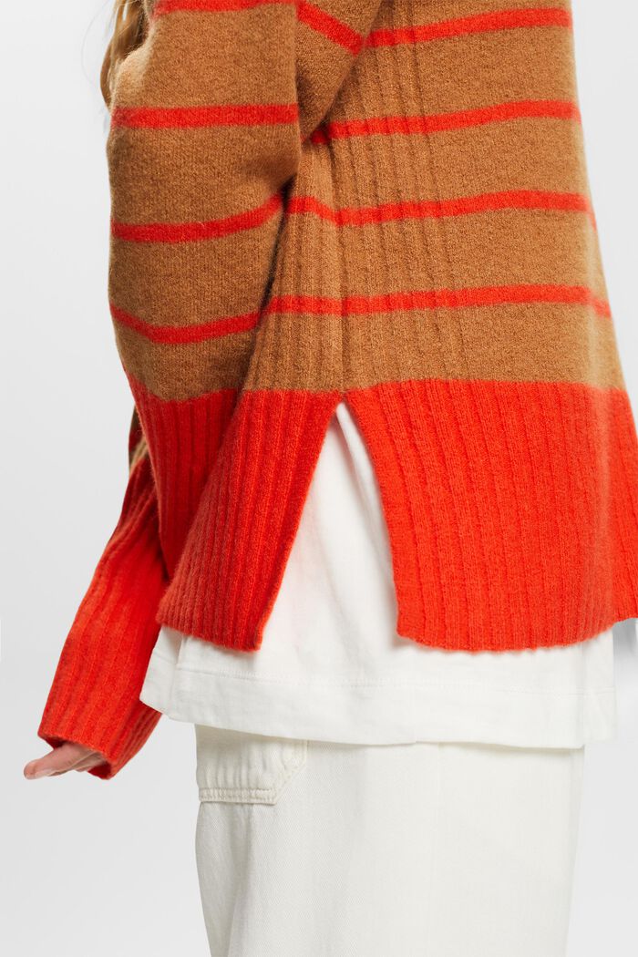 Wool Blend V-Neck Sweater, CARAMEL, detail image number 1