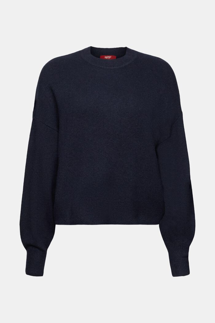 Knit Blouson Sleeve Sweater, NAVY, detail image number 6