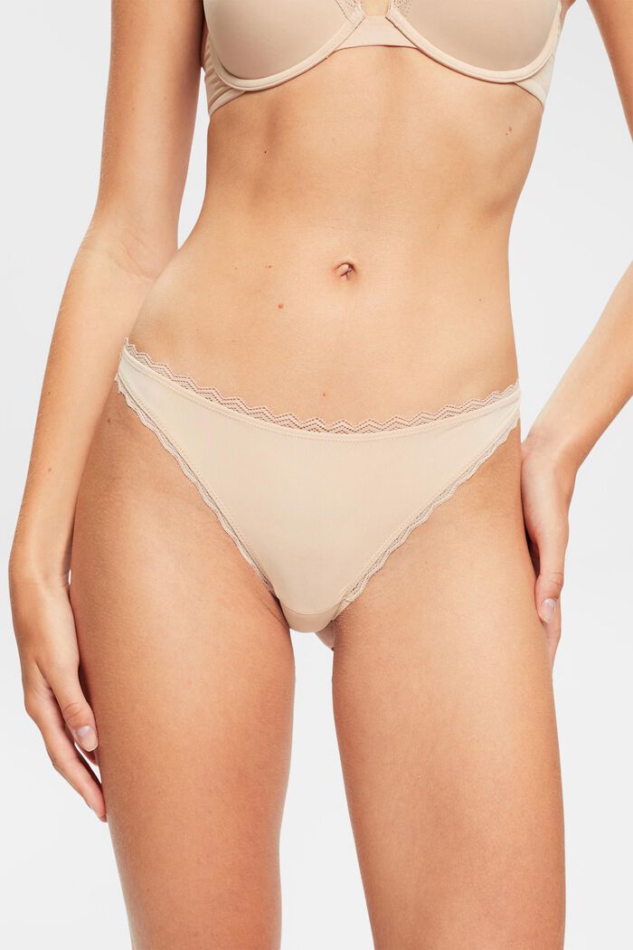 Hipster thong with lace border, DUSTY NUDE, detail image number 0
