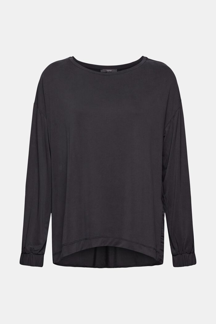 With TENCEL™: Soft long sleeve top, BLACK, overview
