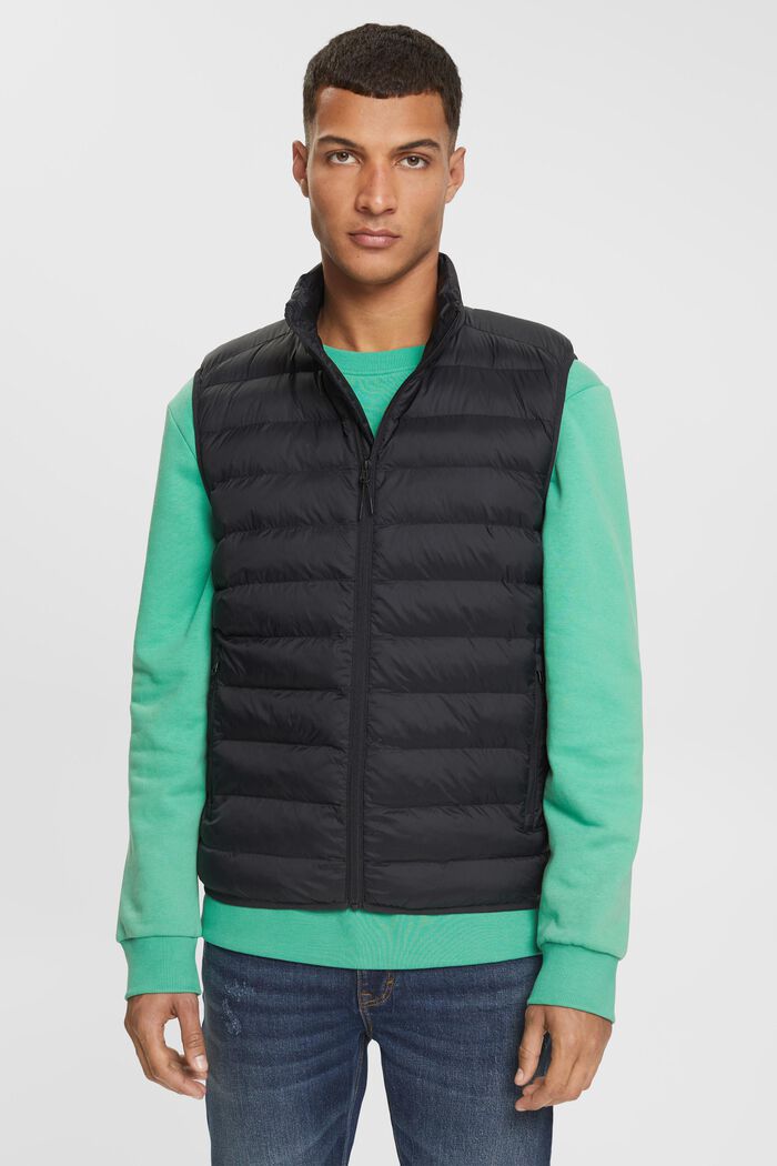 Quilted vest, BLACK, overview