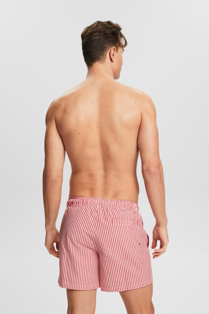 Striped Textured Swimming Shorts, DARK RED, detail image number 3