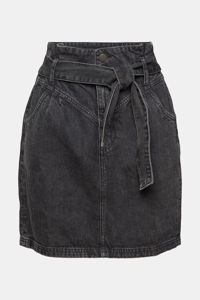 Organic cotton paperbag skirt, BLACK DARK WASHED, detail image number 7