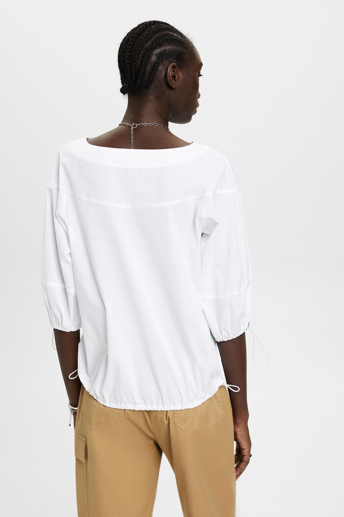 Short-sleeved poplin cotton top, WHITE, detail image number 3