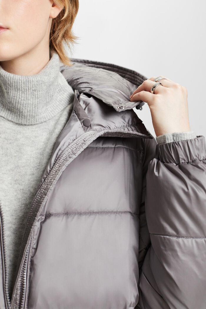 Puffer Coat With Detachable Hood, BROWN GREY, detail image number 2