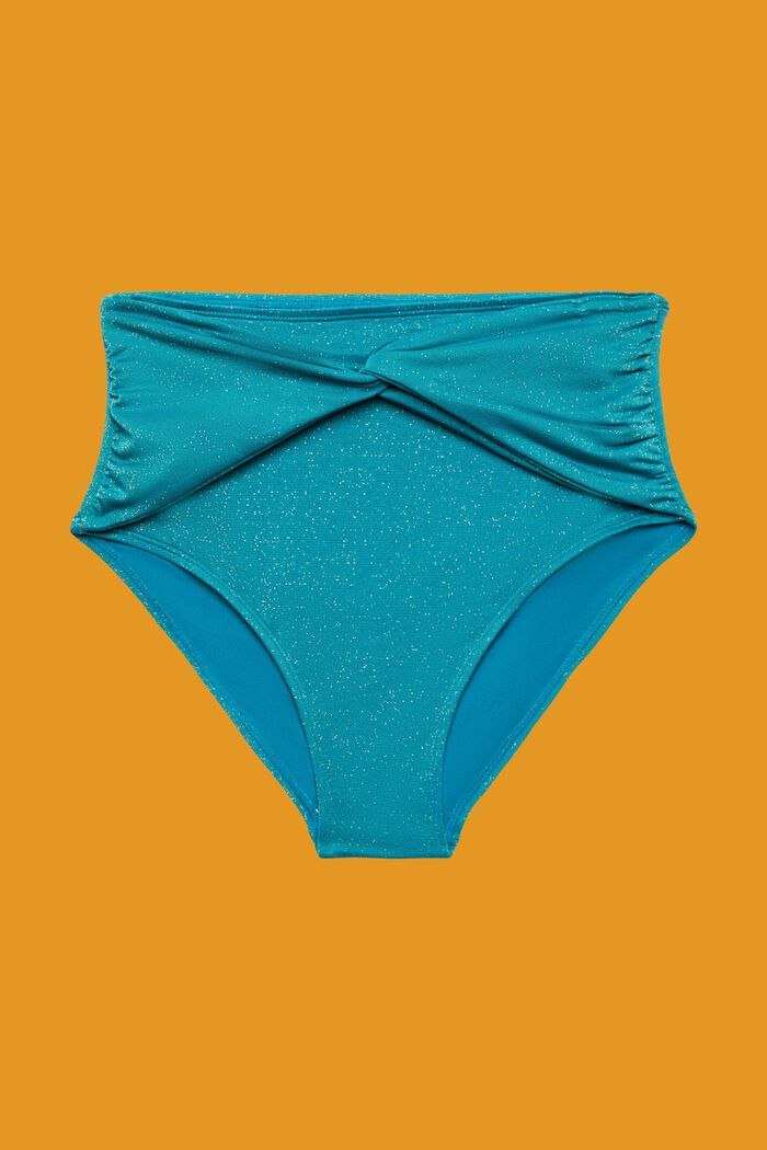 Sparkly high-waist bikini bottoms, TEAL BLUE, detail image number 3