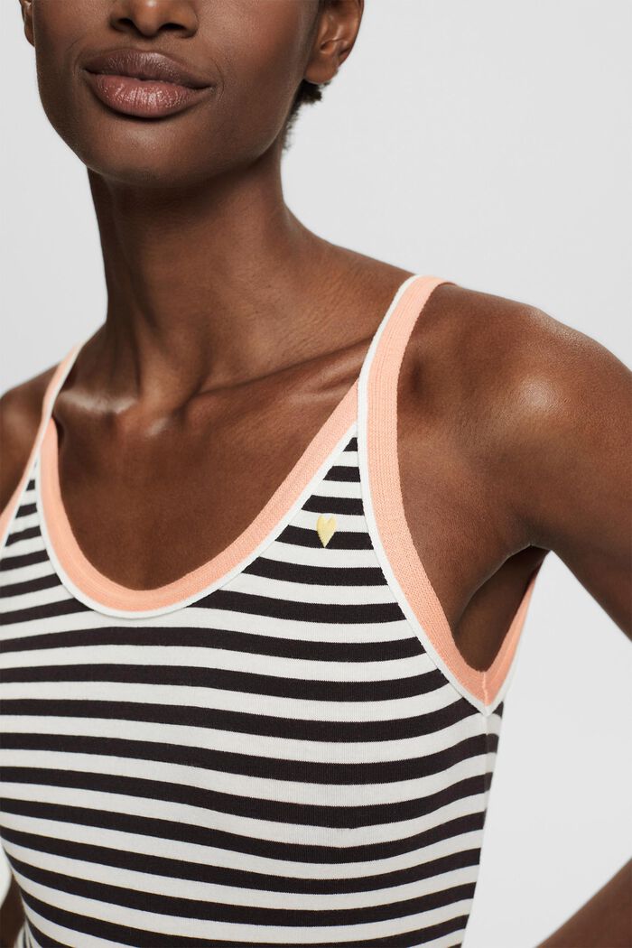 Striped strappy top made of blended cotton, BLACK, detail image number 4
