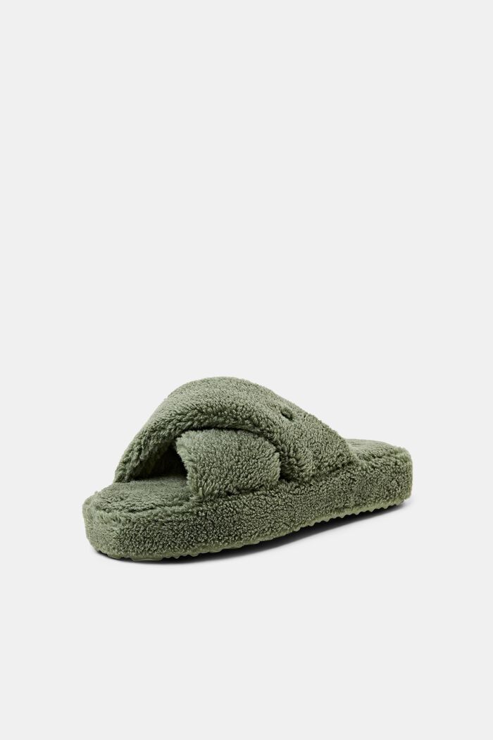 Open-toe home slippers, GREEN, detail image number 2