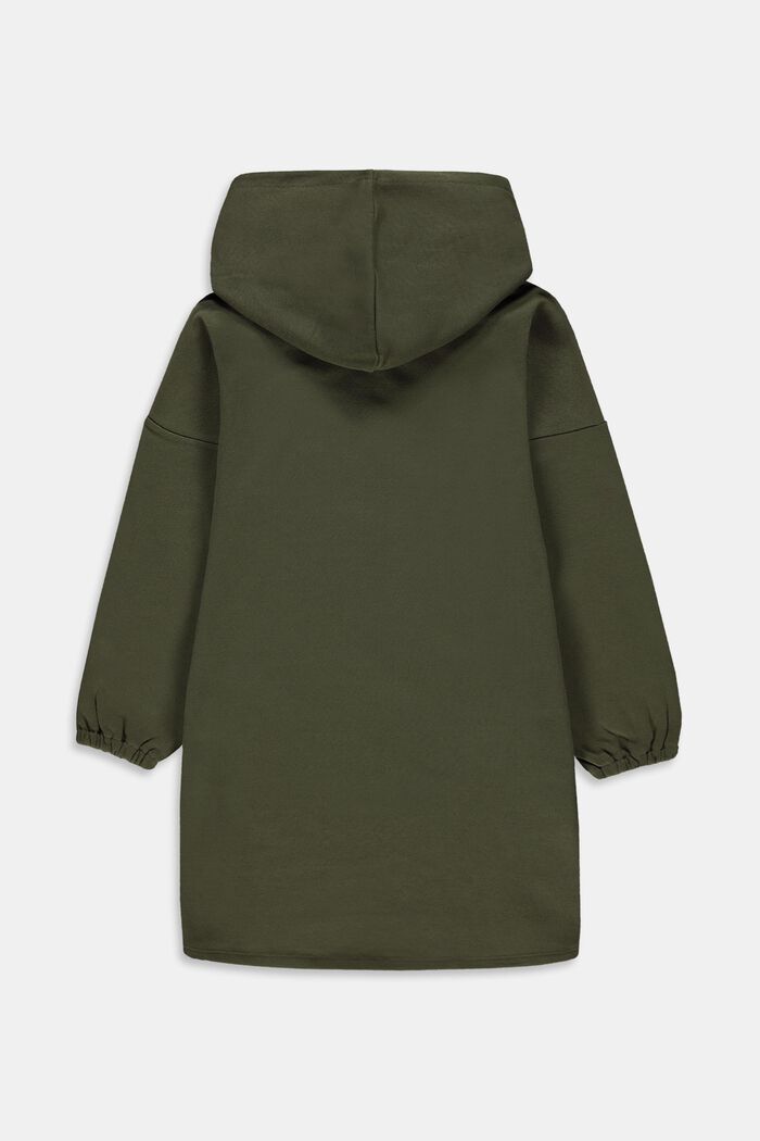 Sweatshirt fabric dress with a print made of 100% cotton, KHAKI GREEN, detail image number 1