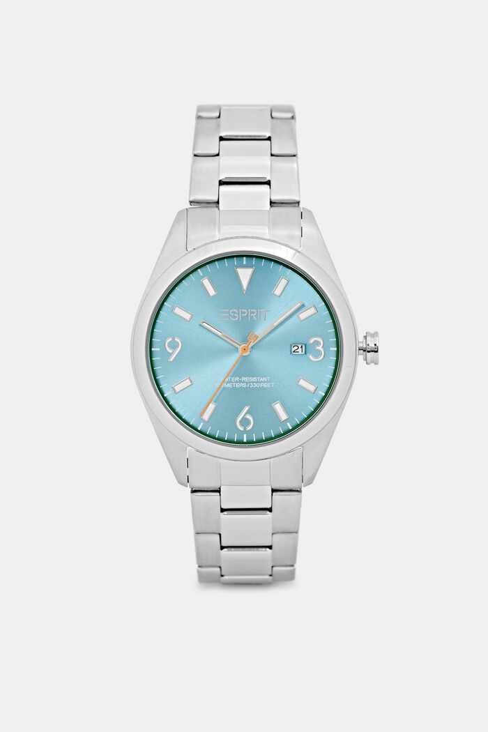 Stainless steel watch with luminous indices