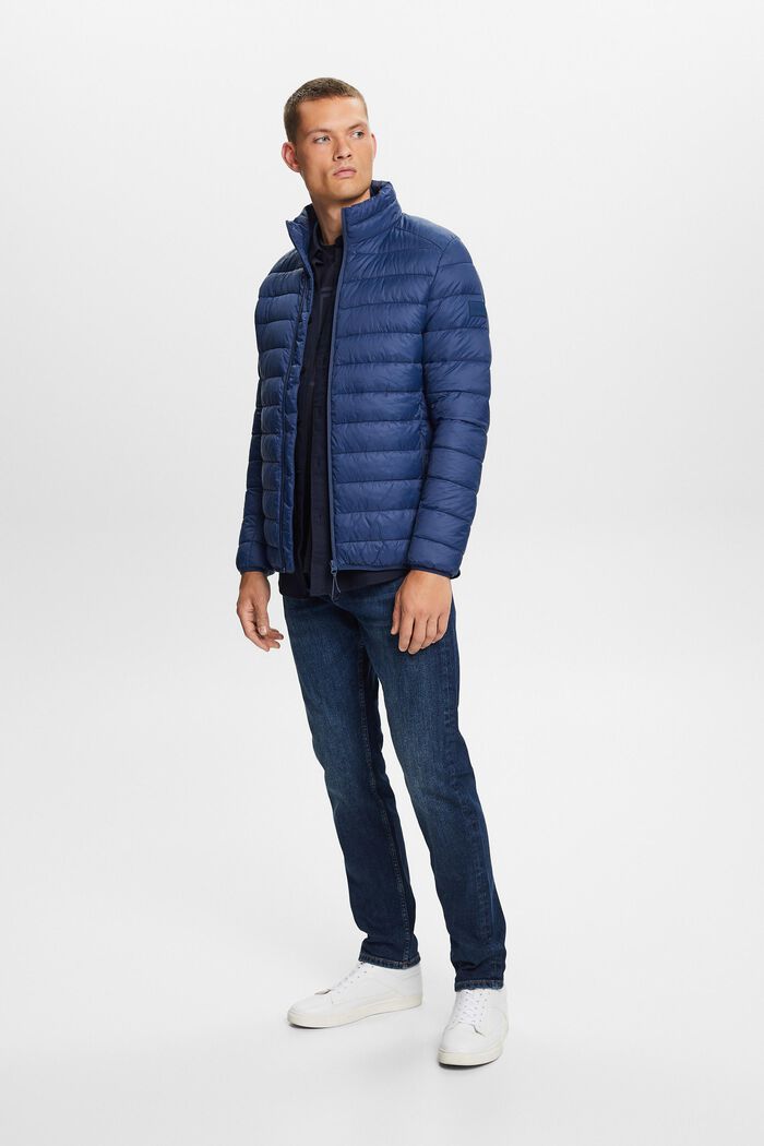 Quilted jacket with high neck, PETROL BLUE, detail image number 1