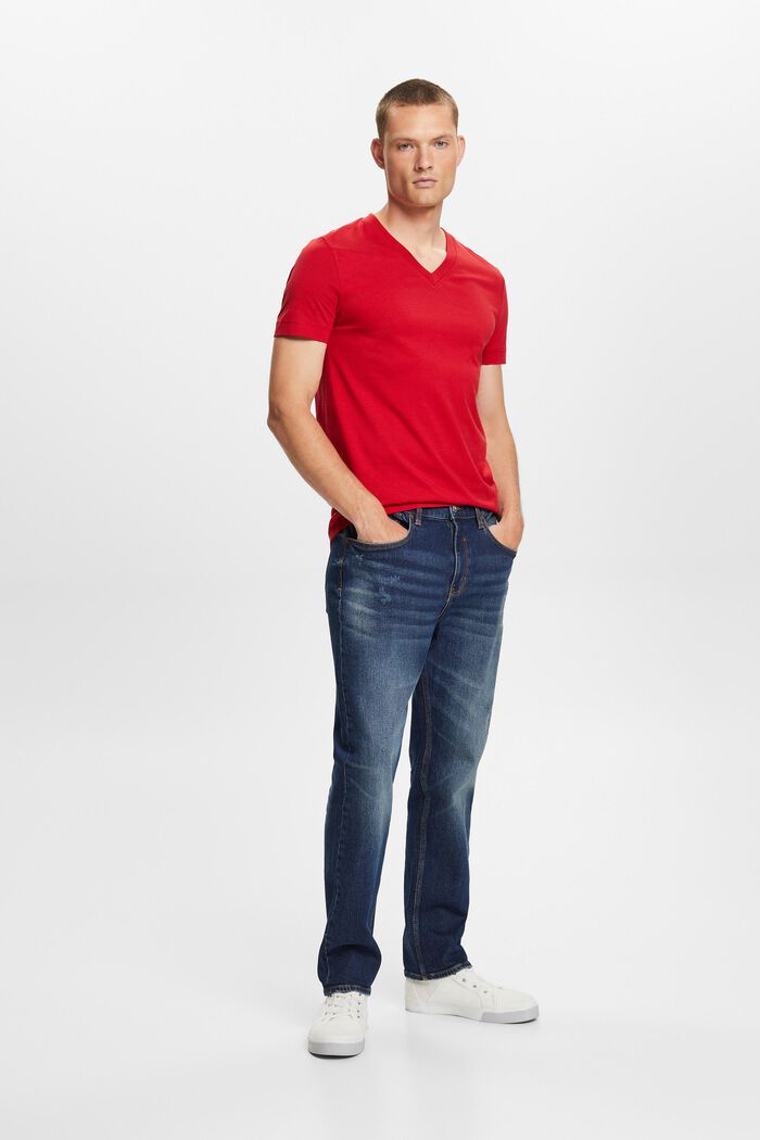 Jersey V-neck t-shirt, 100% cotton, DARK RED, detail image number 4