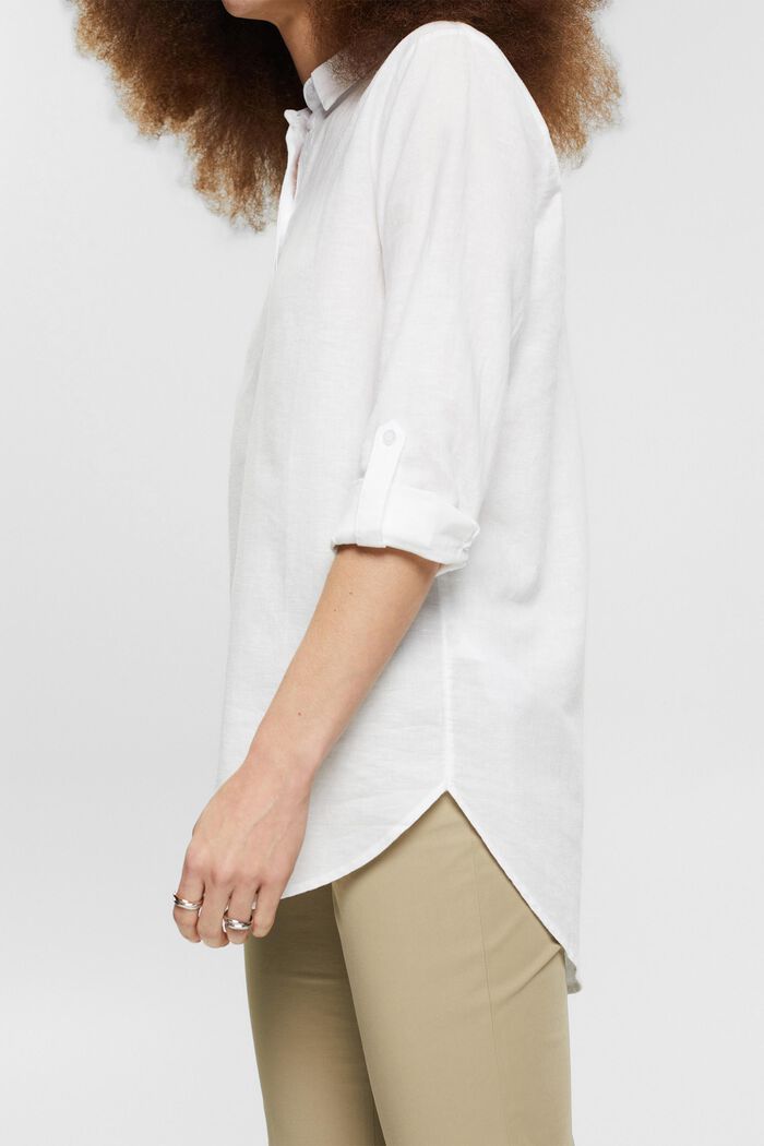 Made of blended linen: oversized blouse, WHITE, detail image number 2