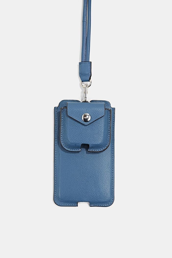 Smartphone bag with a leather coin pocket, LIGHT BLUE, overview