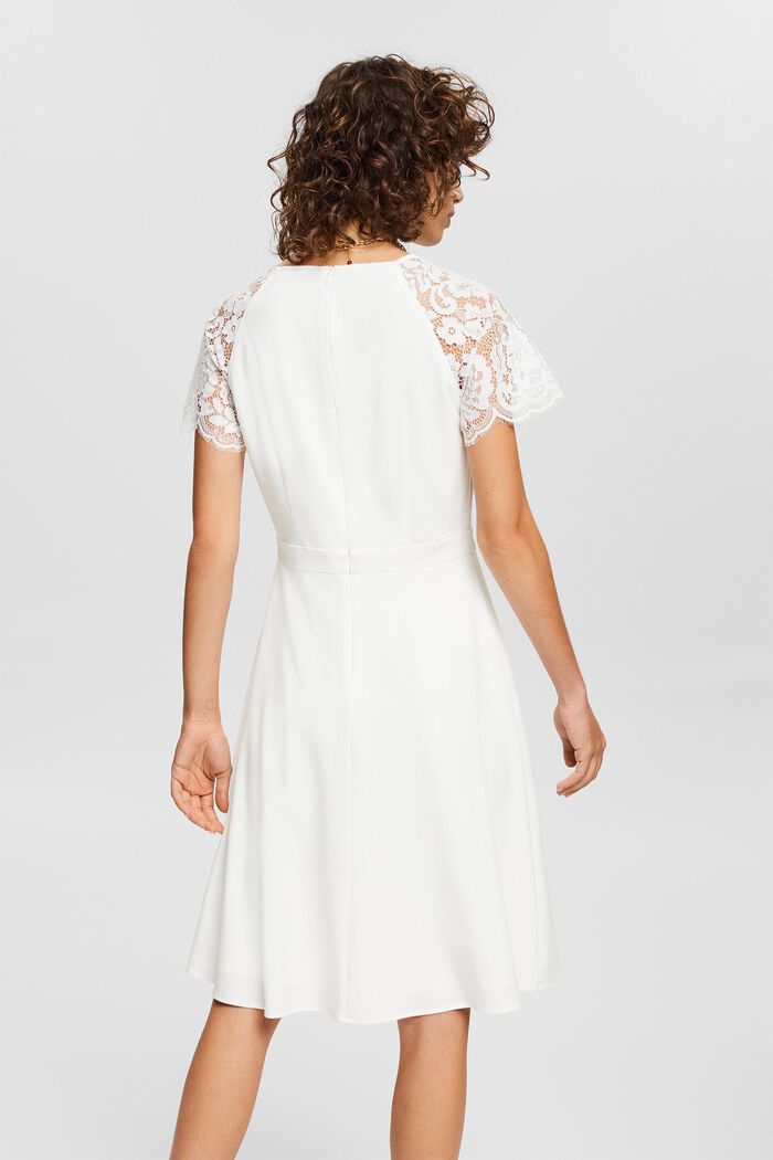 Dress with lace sleeves, OFF WHITE, detail image number 2