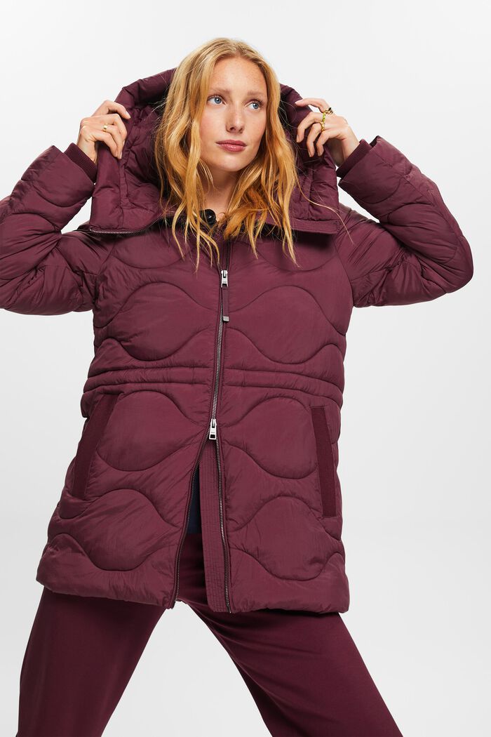 Hooded Quilted Jacket, AUBERGINE, detail image number 4