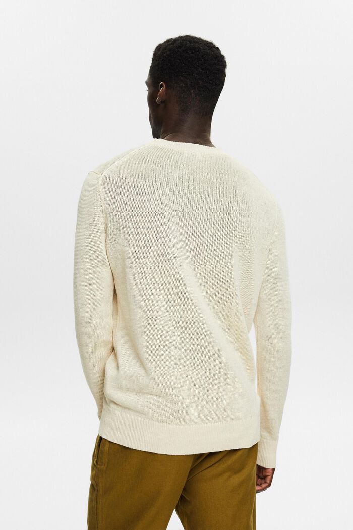 Linen Crewneck Sweater, CREAM BEIGE, detail image number 2