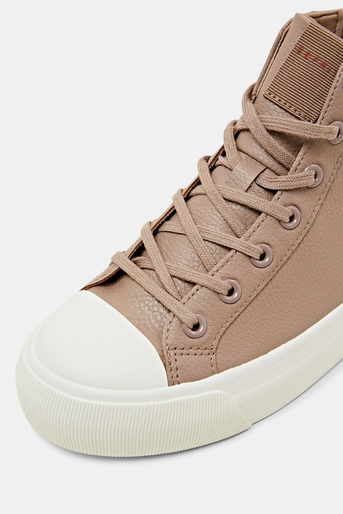 Faux Leather Platform Trainers, TAUPE, detail image number 3