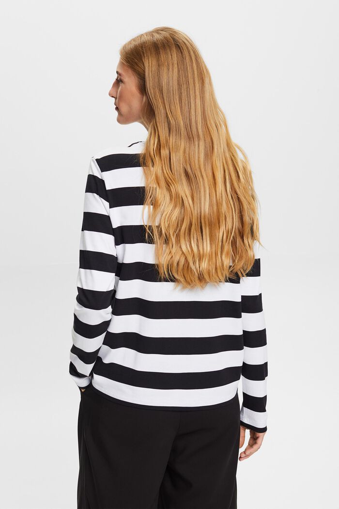 Striped Cotton Jersey Top, BLACK, detail image number 3