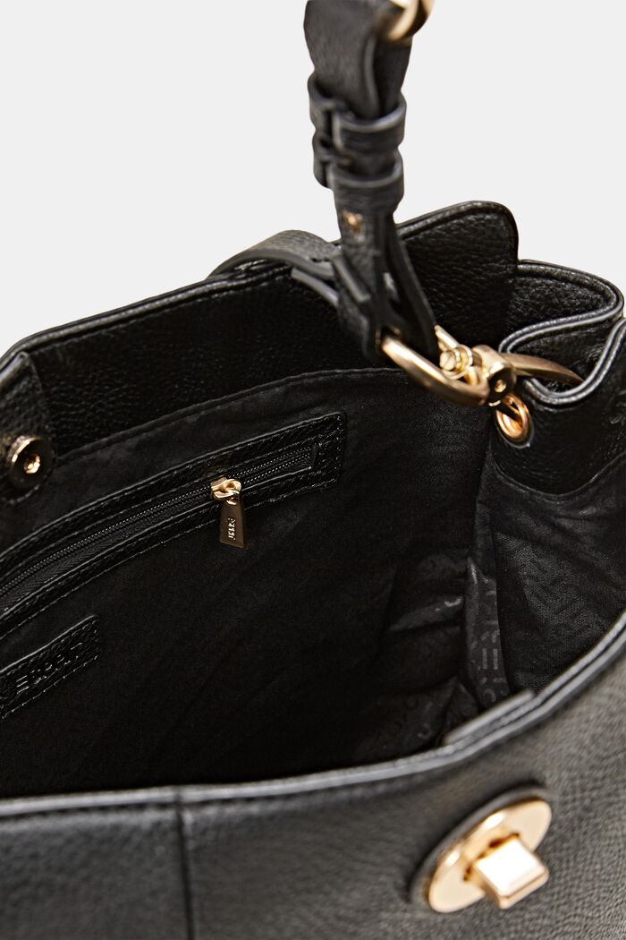 Vegan: faux leather shoulder bag, BLACK, detail image number 4