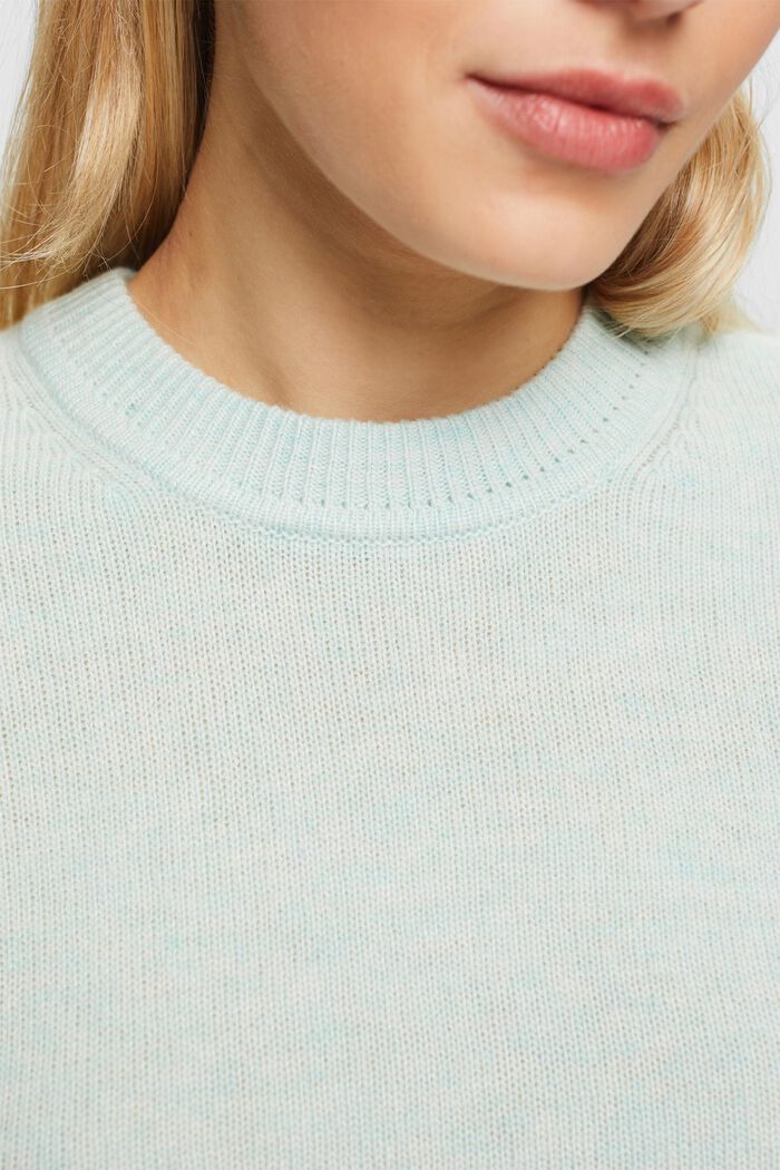 Short-Sleeve Sweater, LIGHT AQUA GREEN, detail image number 3