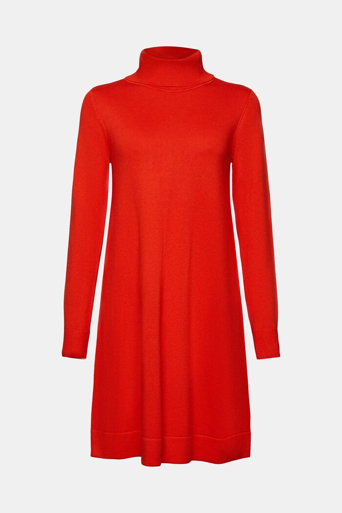 Turtleneck Knit Mini Dress, RED, detail image number 6