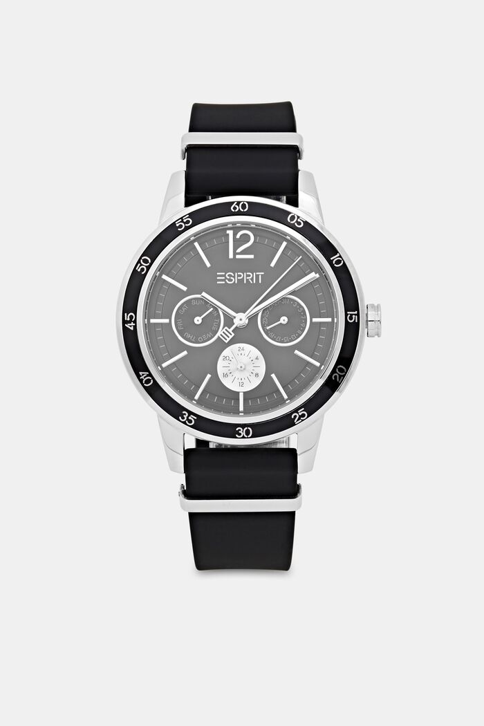 Multi-functional watch with rubber strap, BLACK, detail image number 0