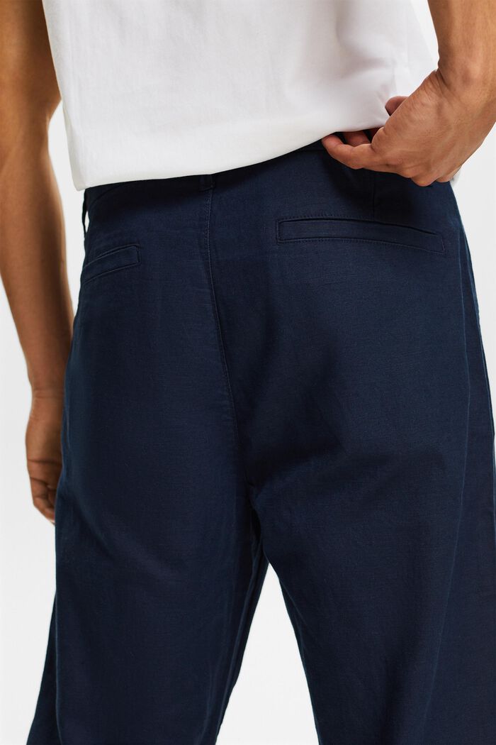Linen-Cotton Straight Pant, NAVY, detail image number 3