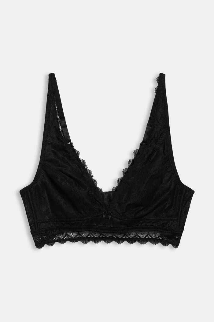Recycled: non-padded, non-wired lace bra, BLACK, detail image number 3