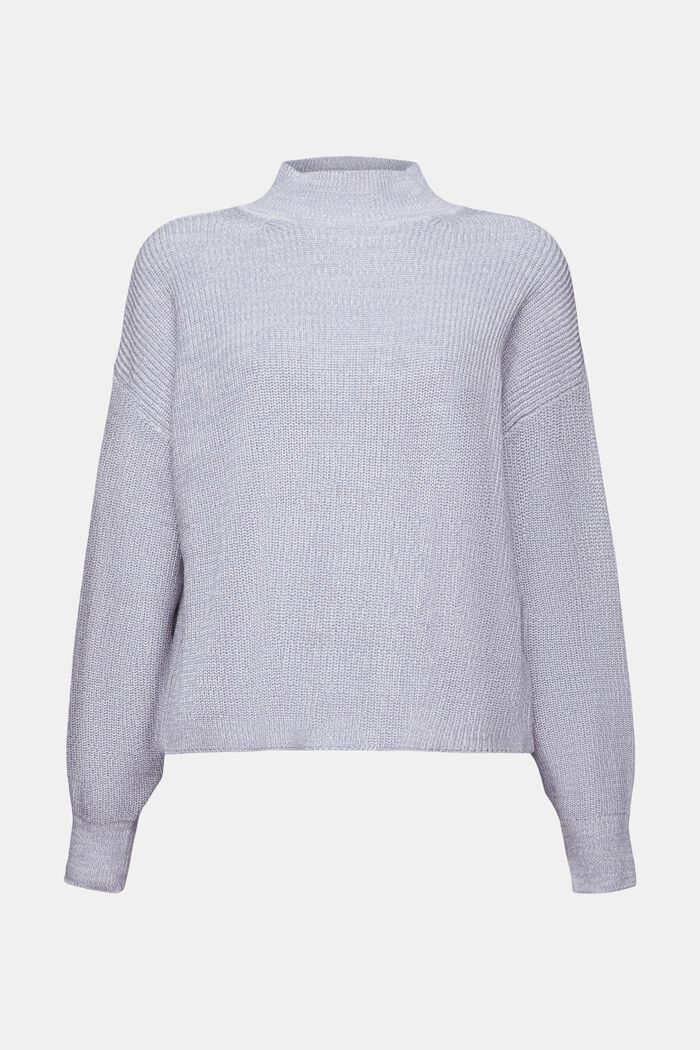 Ribbed Knit Mock Neck Sweater, LIGHT BLUE LAVENDER, detail image number 7