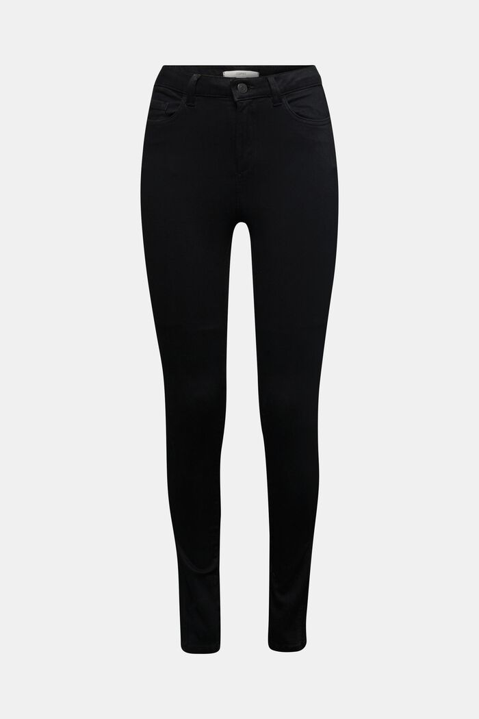 Soft high-waisted trousers with stretch, BLACK, overview