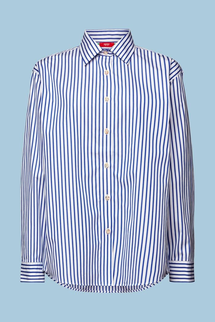 Striped Poplin Shirt, BRIGHT BLUE, detail image number 6