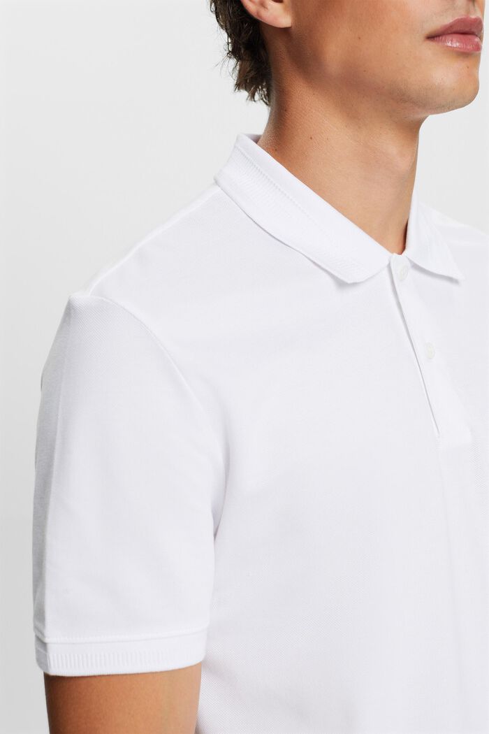 Pima Cotton Piqué Polo Shirt, WHITE, detail image number 1